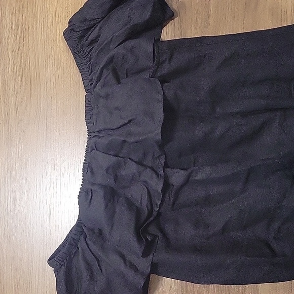 Tommy Bahama Linen Dye Cropped Jumpsuit Ruffles Black-Size Small - Picture 5 of 16